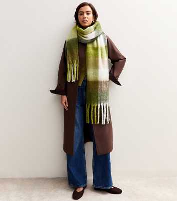 Green Heavyweight Checked Scarf