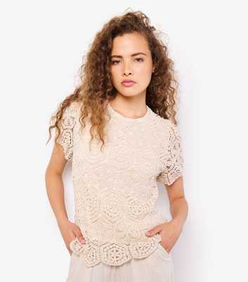 Apricot Stone Crochet T-Shirt
