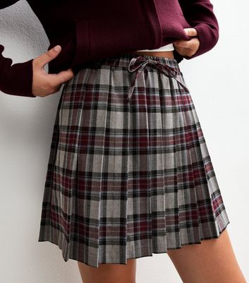 Grey Checked Drawstring Waist Mini Skirt | New Look