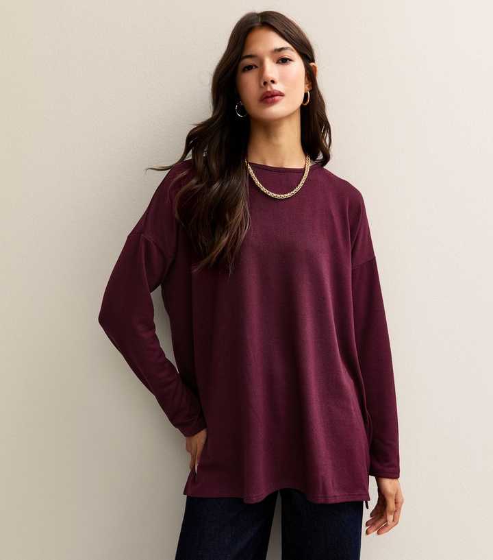 Light Burgundy Soft Touch Long Sleeve Top New Look — free download