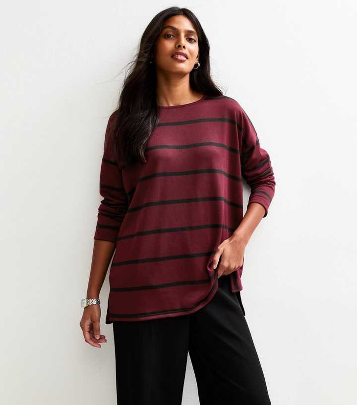 Red Soft Touch Striped Long Sleeve Top