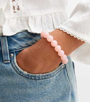 Pink Beaded Stretch Bracelet