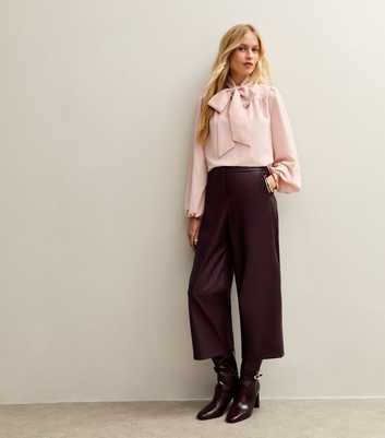 Burgundy Leather Look Culotte