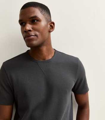 Dark Grey Regular Waffle Texture T-Shirt
