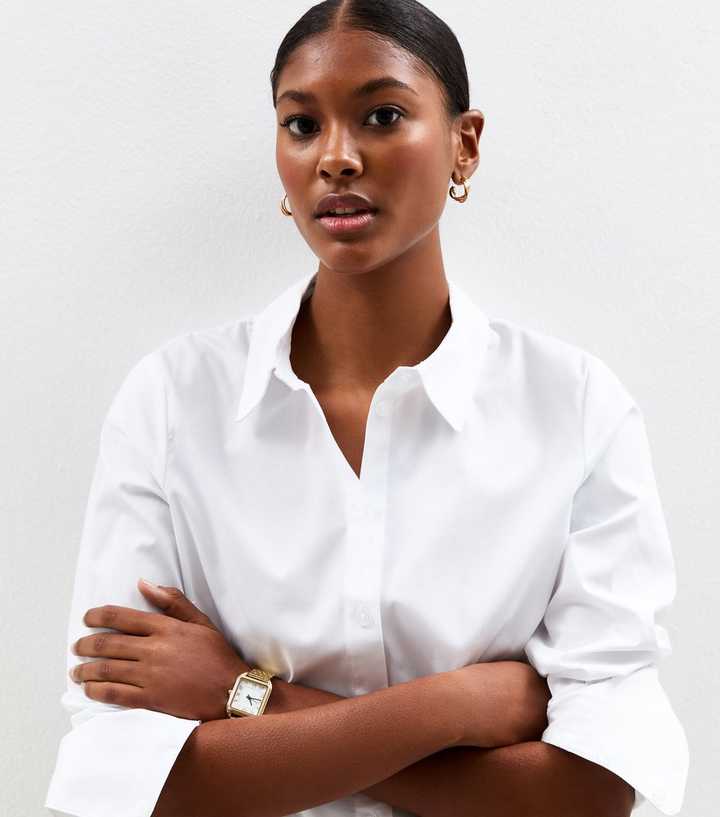White Slim Fit Poplin Shirt