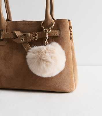 Cream Fluffy Pom Pom Bag Charm
