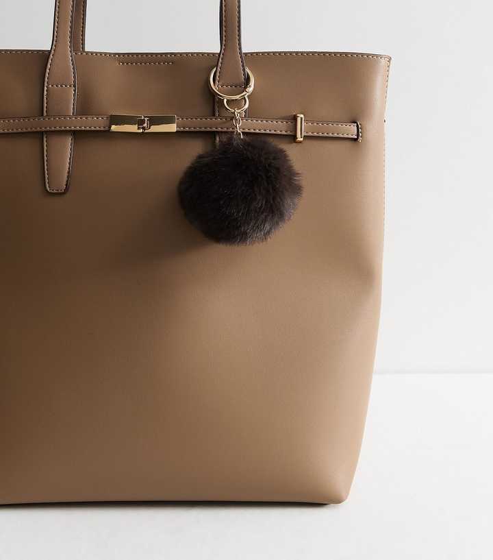 Brown Fluffy Pom Pom Bag Charm