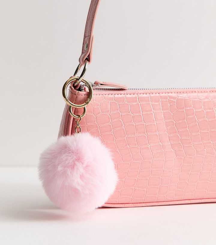 Pink Fluffy Pom Pom Bag Charm