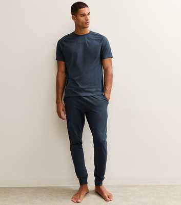 Navy Short Sleeve Top & Joggers Pyjama Set