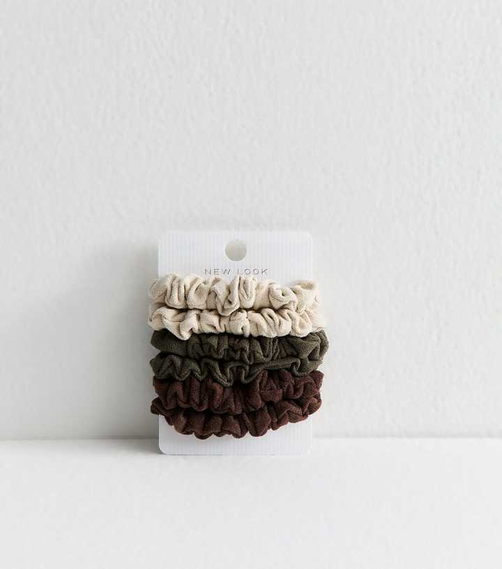 Pack of 6 Mulitcoloured Mini Faux Suede Scrunchies 