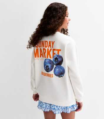 Girls Off White Fruit Print Sweatshirt
