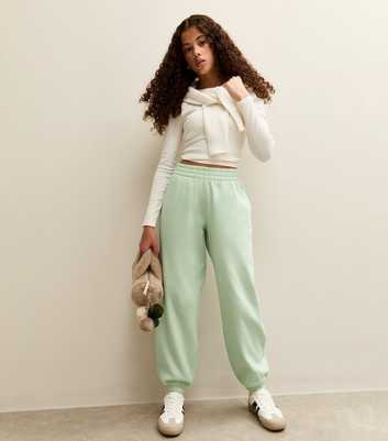 Girls Mint Green Oversized Cuff Joggers
