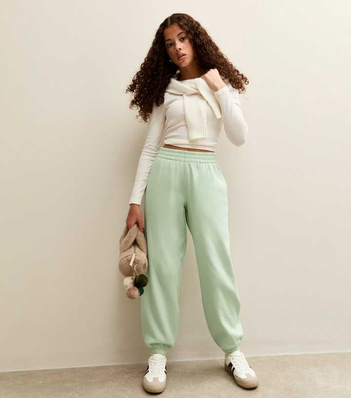 Girls Mint Green Oversized Cuff Joggers