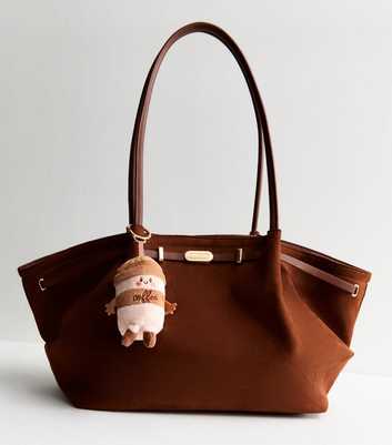 Brown Coffee Cup Plush Bag Charm