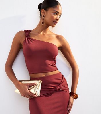 Rust Knot Strap One Shoulder Crop Top | New Look