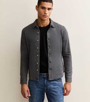 Navy Regular Fit Long Sleeve Herringbone Shirt