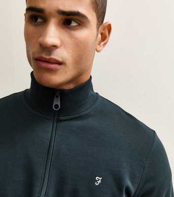 Farah Navy Quarter Zip Logo Embroidered Jumper