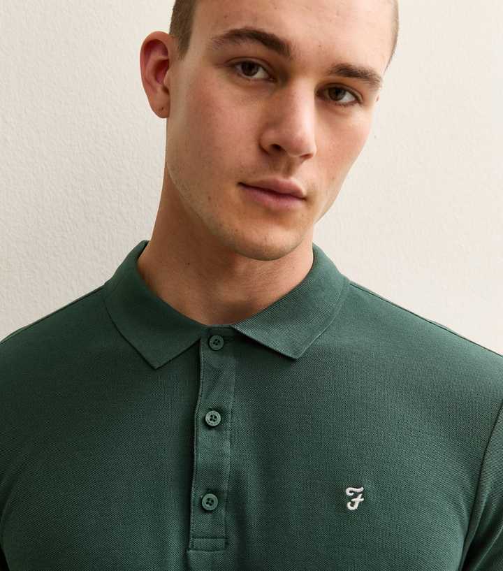 Farah Green Fitted Short Sleeve Polo