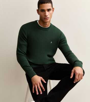 Farah Dark Green Regular Fit Knitted Crew Neck Jumper