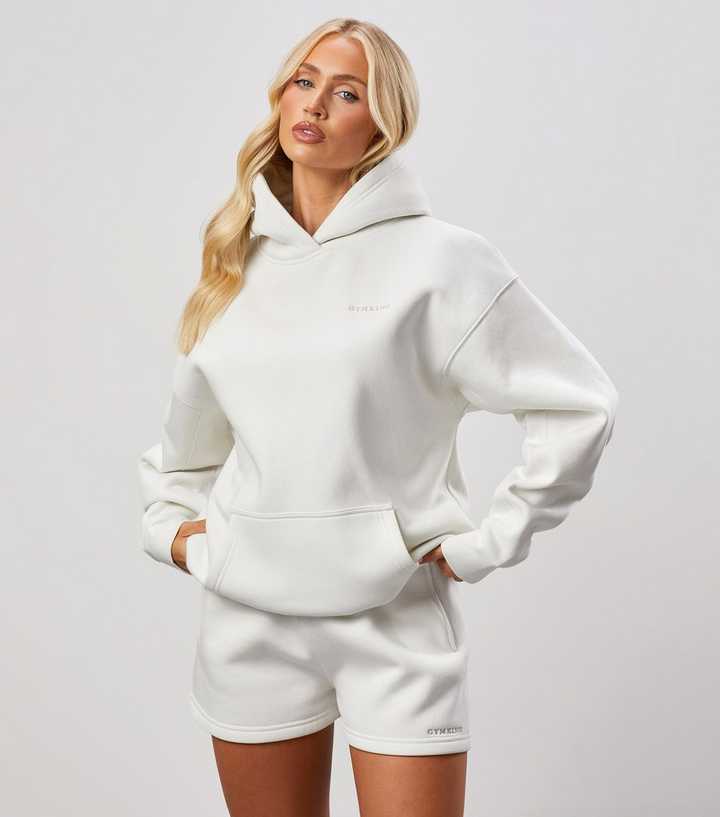 Gym King 365 Cream Logo Embroidered Hoodie