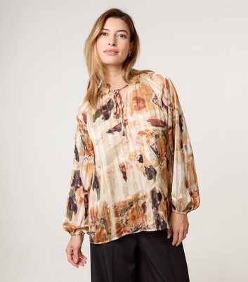 Blue Vanilla Multi Colour Abstract Print Tie Neck Blouse