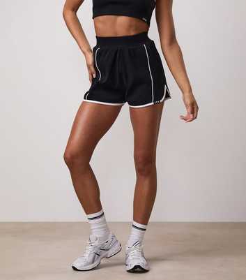 Gym King Black Ribbed Contrast Trim Shorts