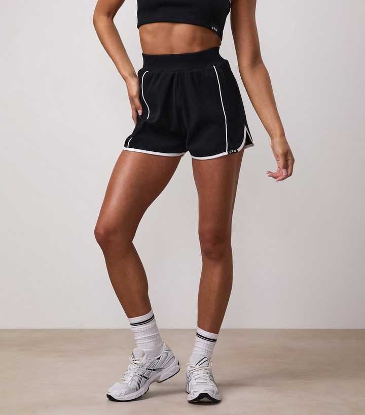 Gym King Black Ribbed Contrast Trim Shorts