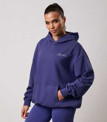 Gym King Bright Blue Reset Logo Print Hoodie