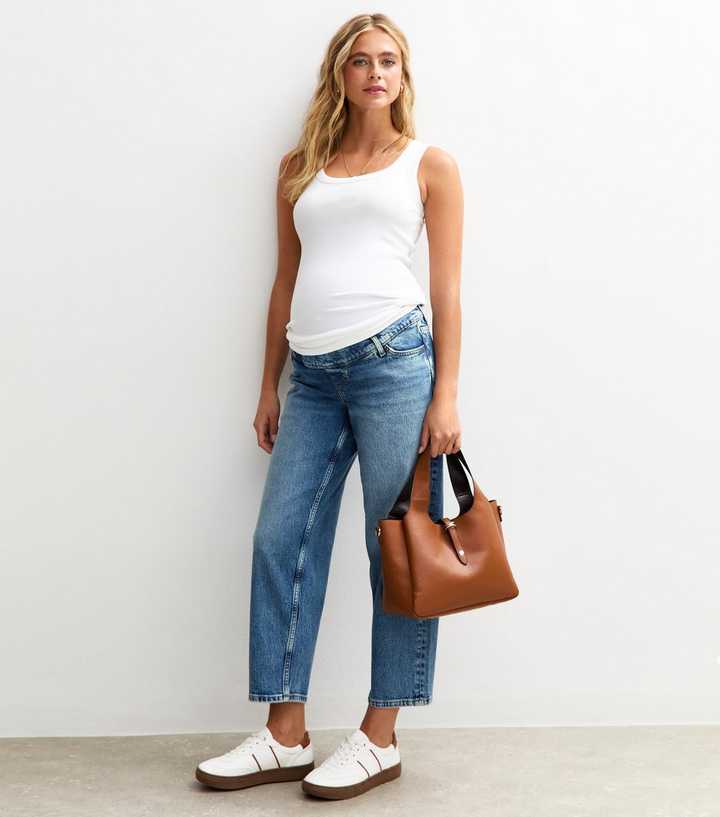 Maternity Blue Barrel Leg Jeans 