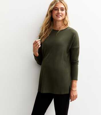 Maternity Dark Khaki Soft Touch Long Sleeve Top
