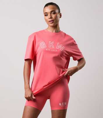 Gym King Coral Logo Embroidered Boyfriend Fit T-Shirt