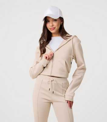 Pink Vanilla Stone Cropped Zip Up Hoodie