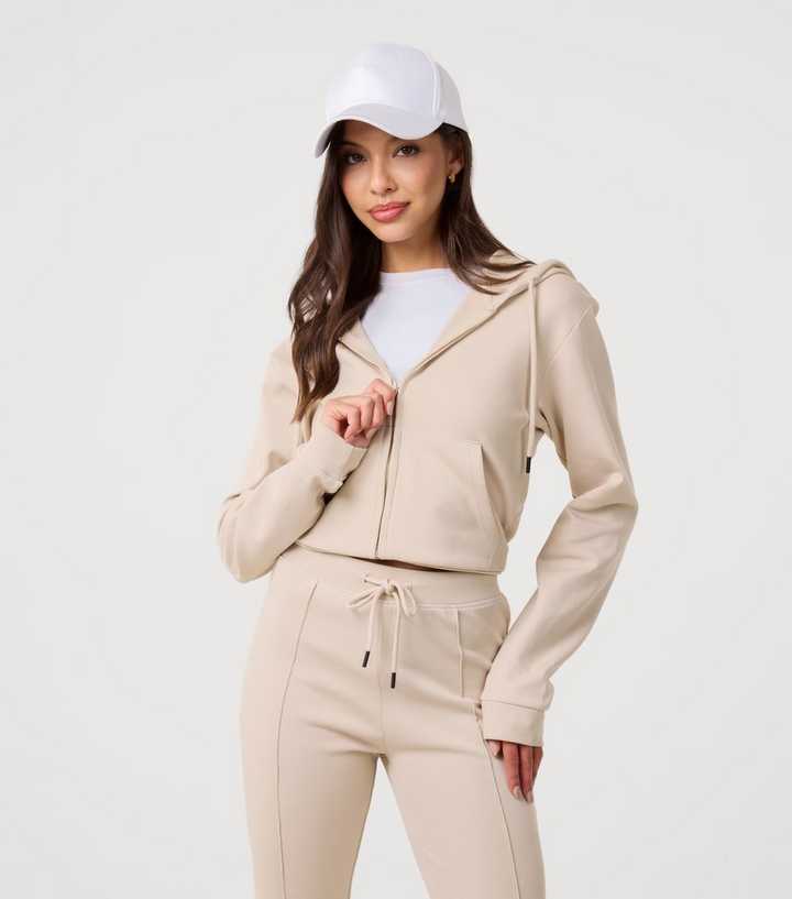 Pink Vanilla Stone Cropped Zip Up Hoodie