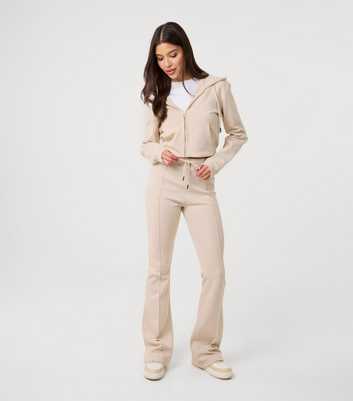 Pink Vanilla Stone Pintuck Flare Trousers
