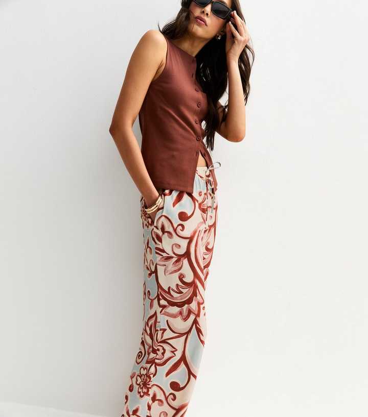 Blue Paisley Print Wide Leg Trousers New Look