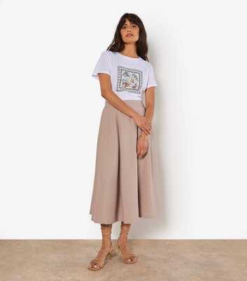 Apricot Stone Pleated A-Line Skirt