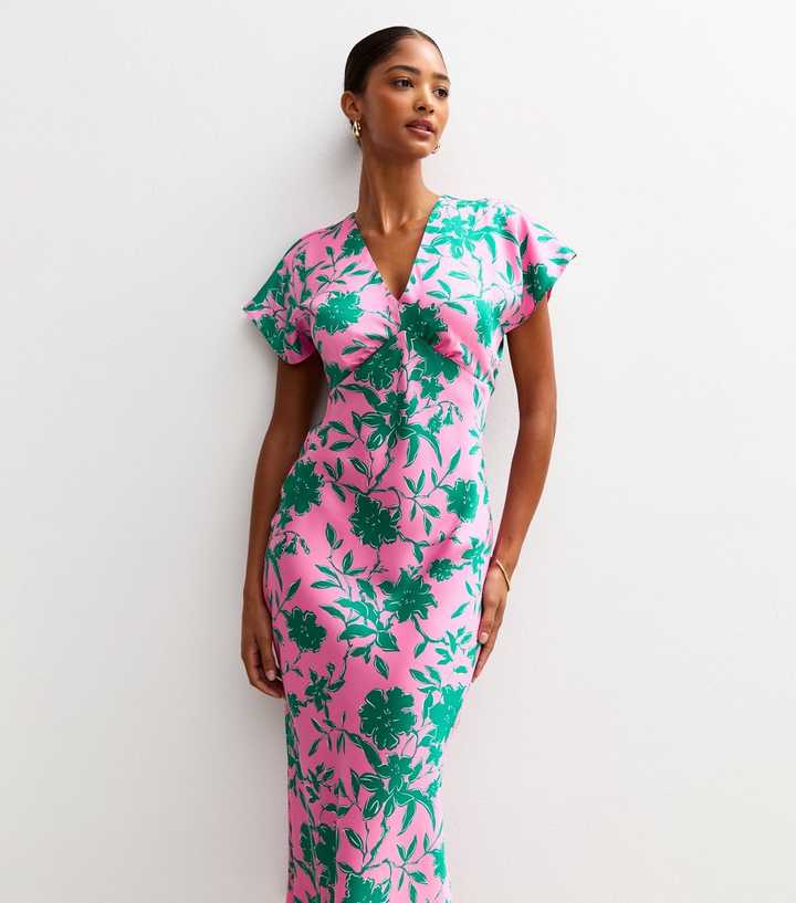 strapless open back dress Lily Pink Floral Off Shoulder Dress main image 1