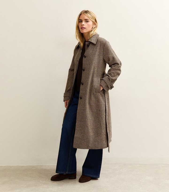 Petite Brown Checked Belted Jacket
