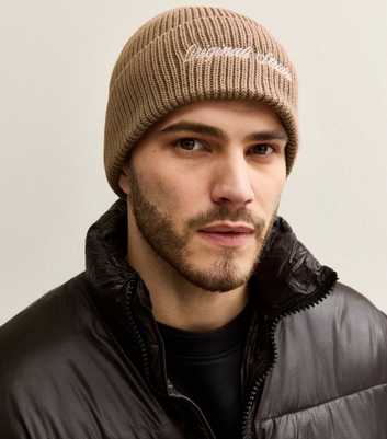 Jack & Jones Light Brown Embroidered Logo Beanie