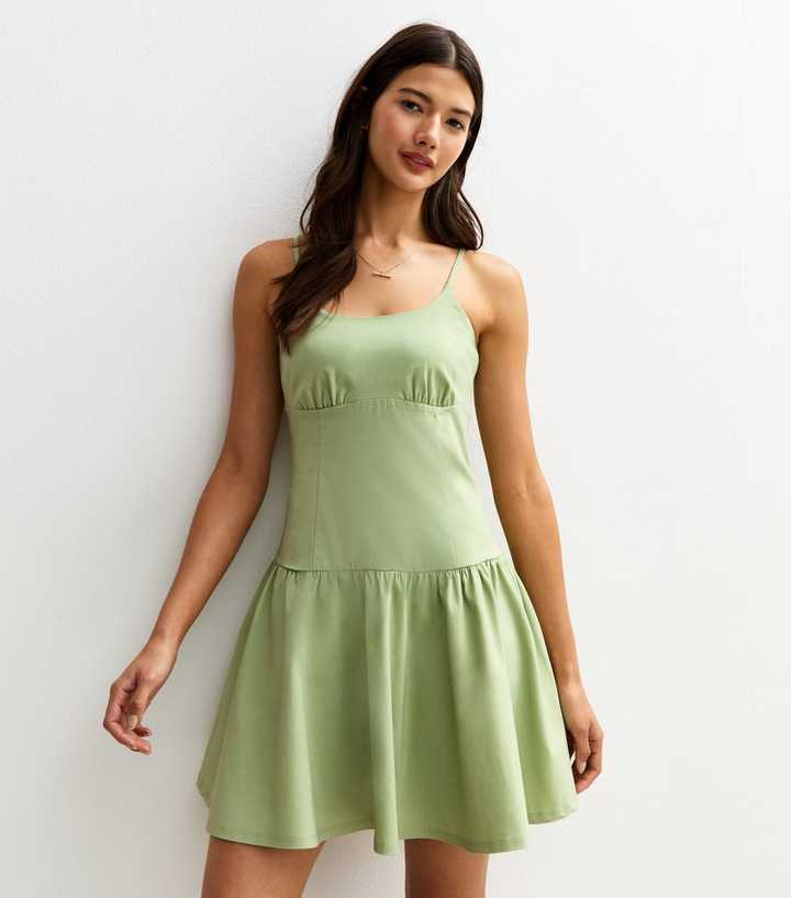 Light Green Drop Waist Cami Mini Dress | New Look