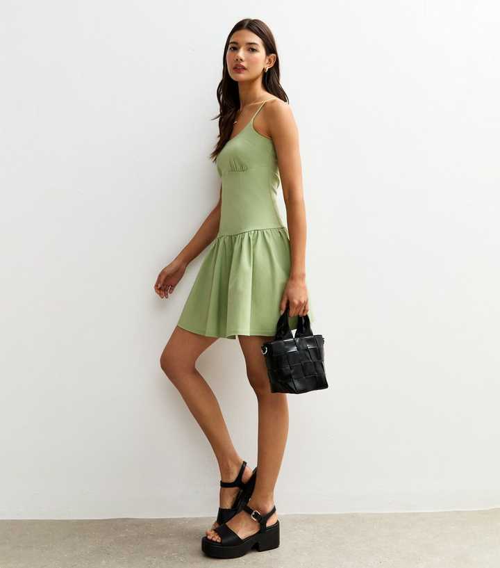 Light Green Drop Waist Cami Mini Dress | New Look