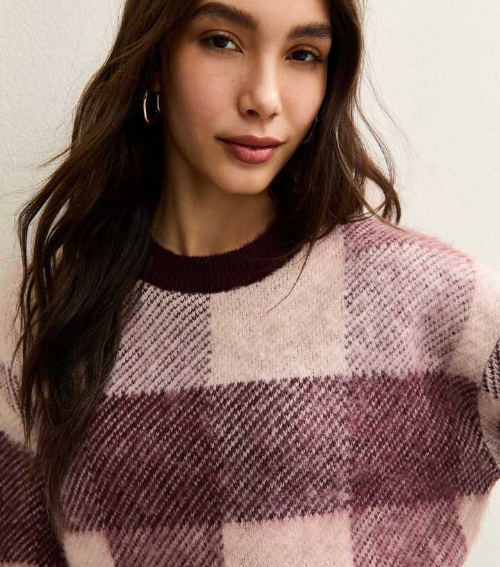 Red Brushed Checked Jumper