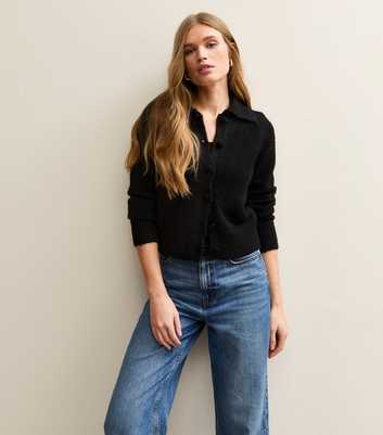 Black Faux Fur Collar Cardigan