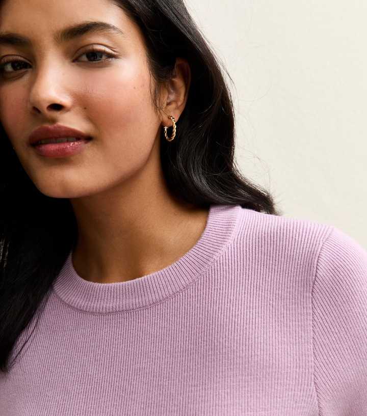 Lilac Ribbed Knit Crew Neck Jumper
