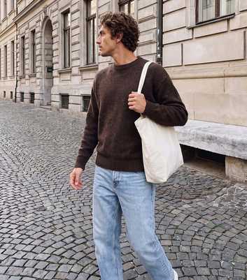 Jack & Jones Brown Crew Neck Jumper with Wool