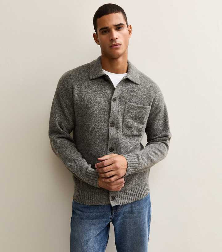 Jack & Jones Mid Grey Oversized Knit Button Cardigan