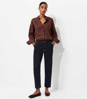 Navy Casey Creased Front Straight Leg Jeans