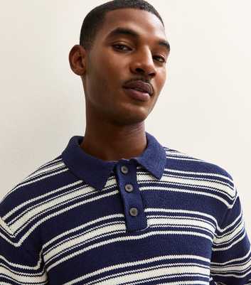 Jack & Jones Dark Blue Striped Polo Jumper