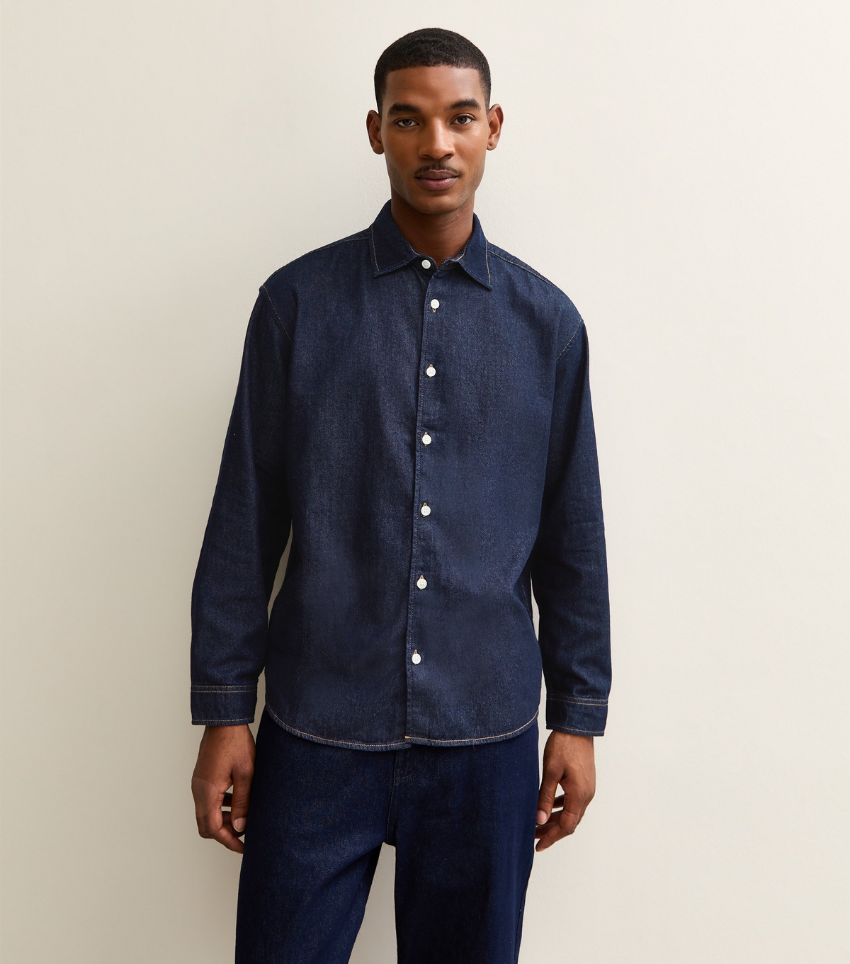 Jack & Jones Men's Bright Blue Dark Blue Regular Denim Long Sleeve Shirt New Look