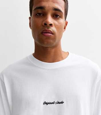 Jack & Jones White Regular Logo Long Sleeve Crew Neck Top